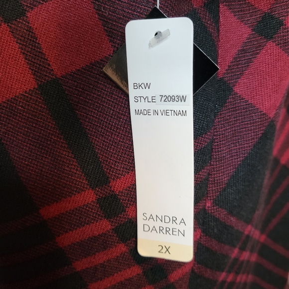 Sandra Darren Plaid Print Cowl Neck Dress Size 2X NWT - Picture 9 of 12